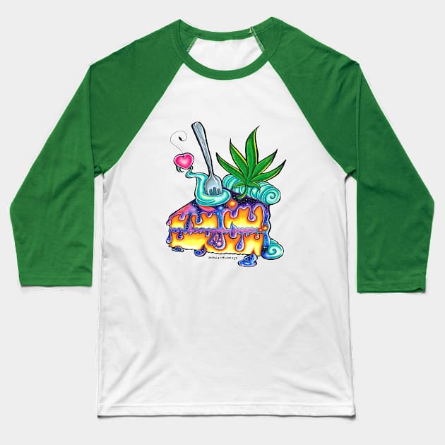 Space Cake Baseball T-Shirt by Artful Magic Shop